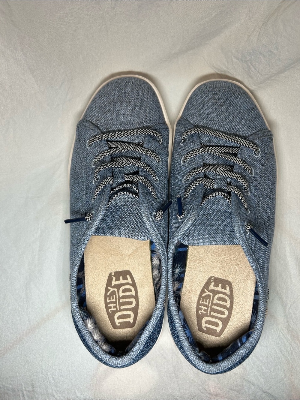 HEYDUDE Women’s Cody Craft Linen Navy Blue Sneakers Size 8